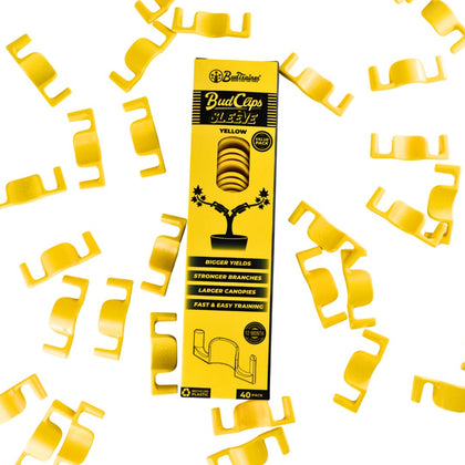 BudTrainer BudClips universal LST clip in yellow for stable, even canopy training.