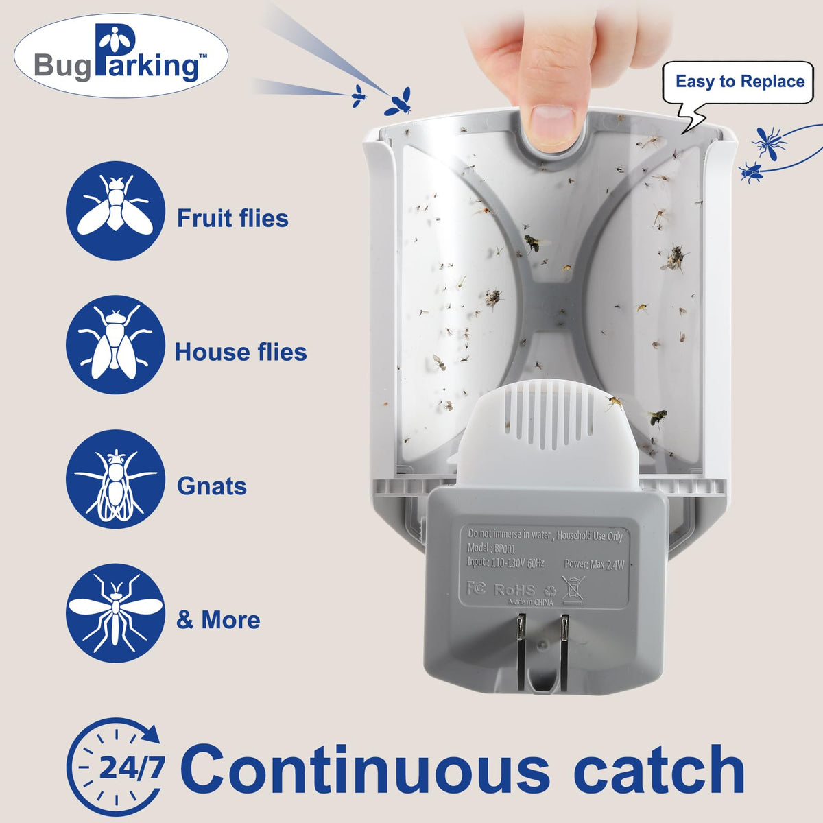 Bug Parking replaceable cartridge being swapped for protection
