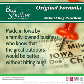 Bug Soother scent profile with lemongrass vanilla helps mask odors while repelling.