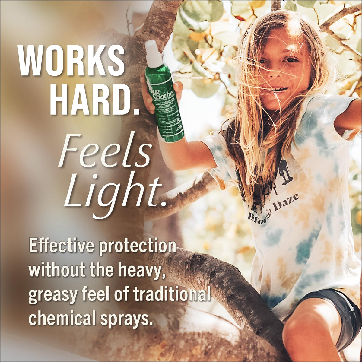 Bug Soother spray being applied on skin for lemongrass scent and protection.