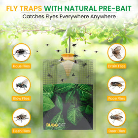 BUGGOFF 10k-capacity trap captures many flies efficiently outdoors