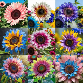 BuggyBeds 100 mixed sunflower seeds with purple blooms for vibrant garden color and pollinator support.