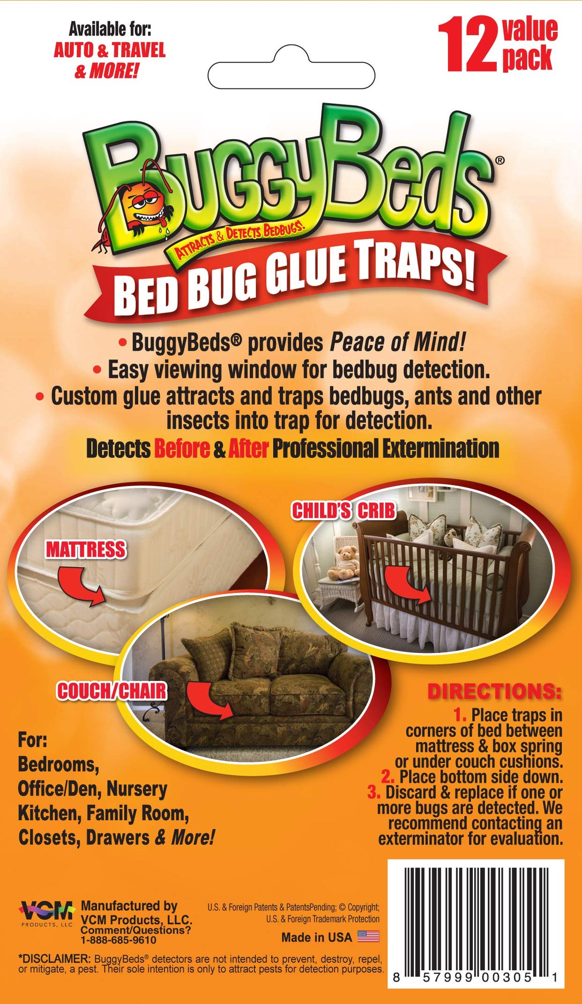 BuggyBeds bed bug glue trap, ready-to-use and non-toxic for safe home monitoring.
