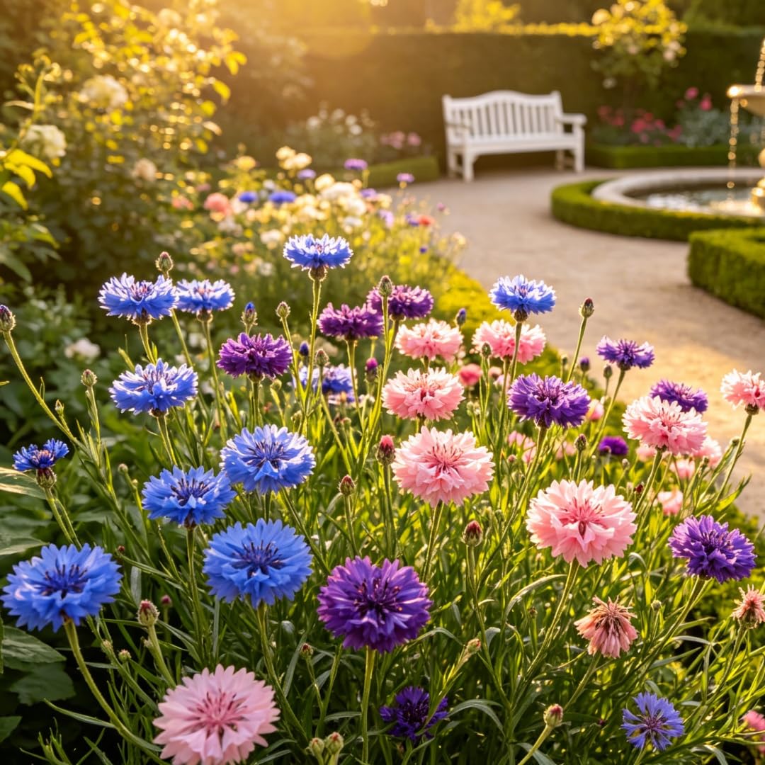BuggyBeds blue cornflowers brighten window boxes and attract pollinators