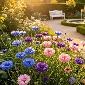 BuggyBeds blue cornflowers brighten window boxes and attract pollinators