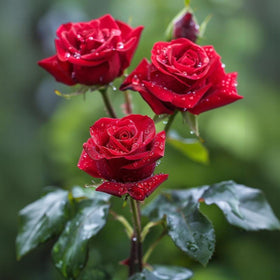 BuggyBeds classic deep red rose bloom shows velvety petals for bold garden accents.