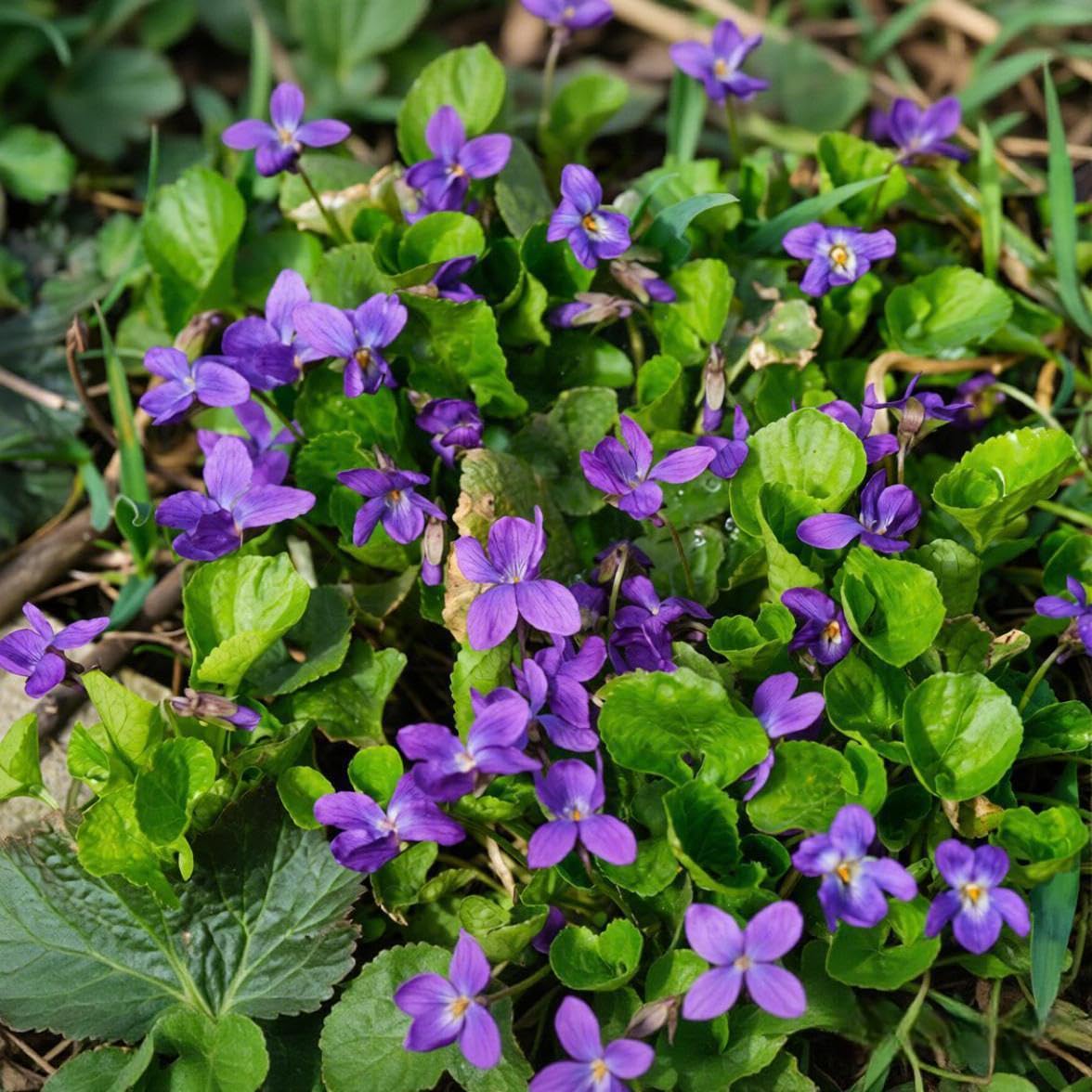 BuggyBeds viola seeds show fragrant purple blooms for colorful outdoor beds.