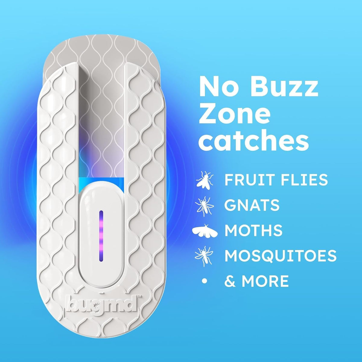 BugMD No Buzz Zone compact wall outlet design blends with décor.
