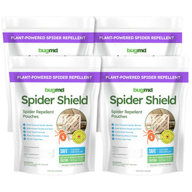 BugMD Spider Shield pouches 4-pack for easy indoor protection against spiders.