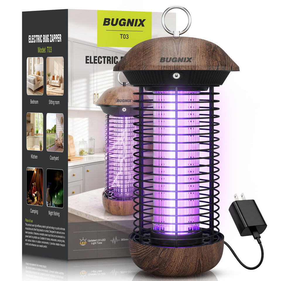 Bugnix bug zapper front view for easy plug-in setup at home or patio.