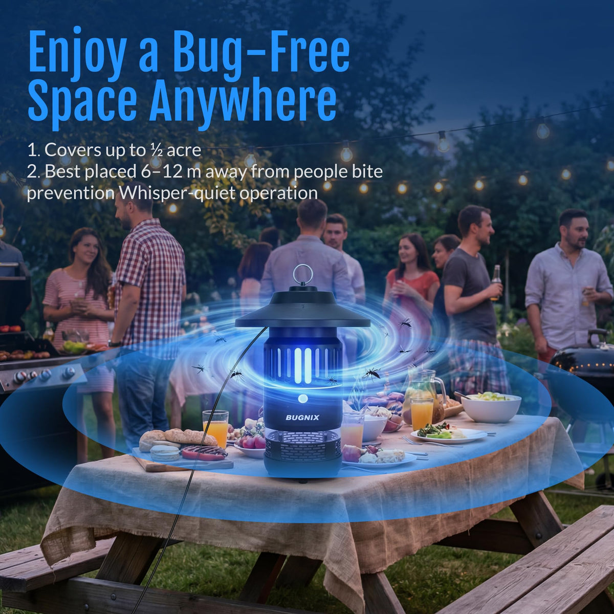 BUGNIX UV LED close-up showing energy-efficient attraction for flying insects.