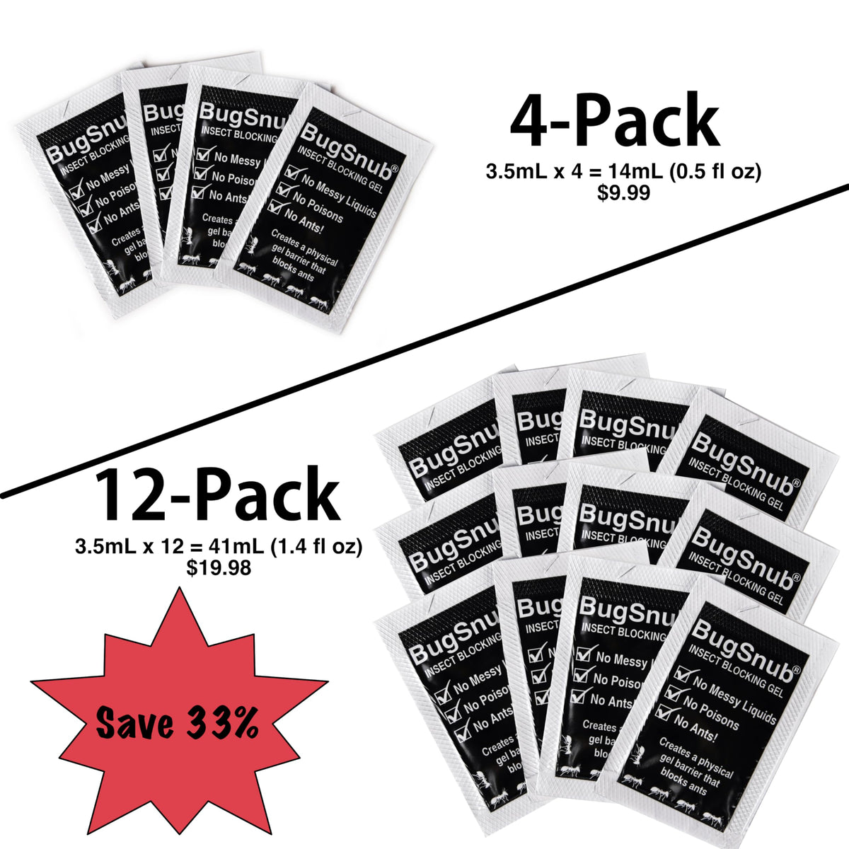 BugSnub 12-pack gel packets ready for quick setup and coverage