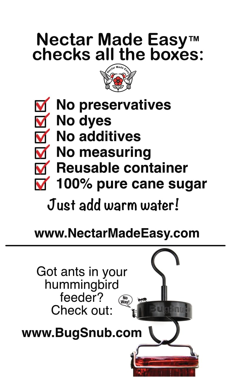 BugSnub pure cane sugar base for safe, additive-free nectar