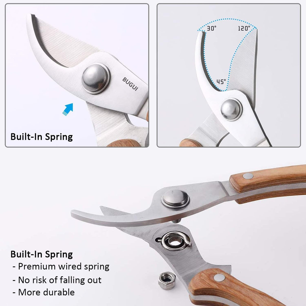 BUGUI long straight-tip clippers reach tight spots