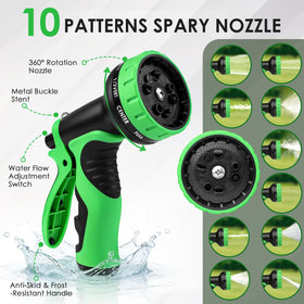 Ten spray patterns from Buheco nozzle for versatile outdoor tasks