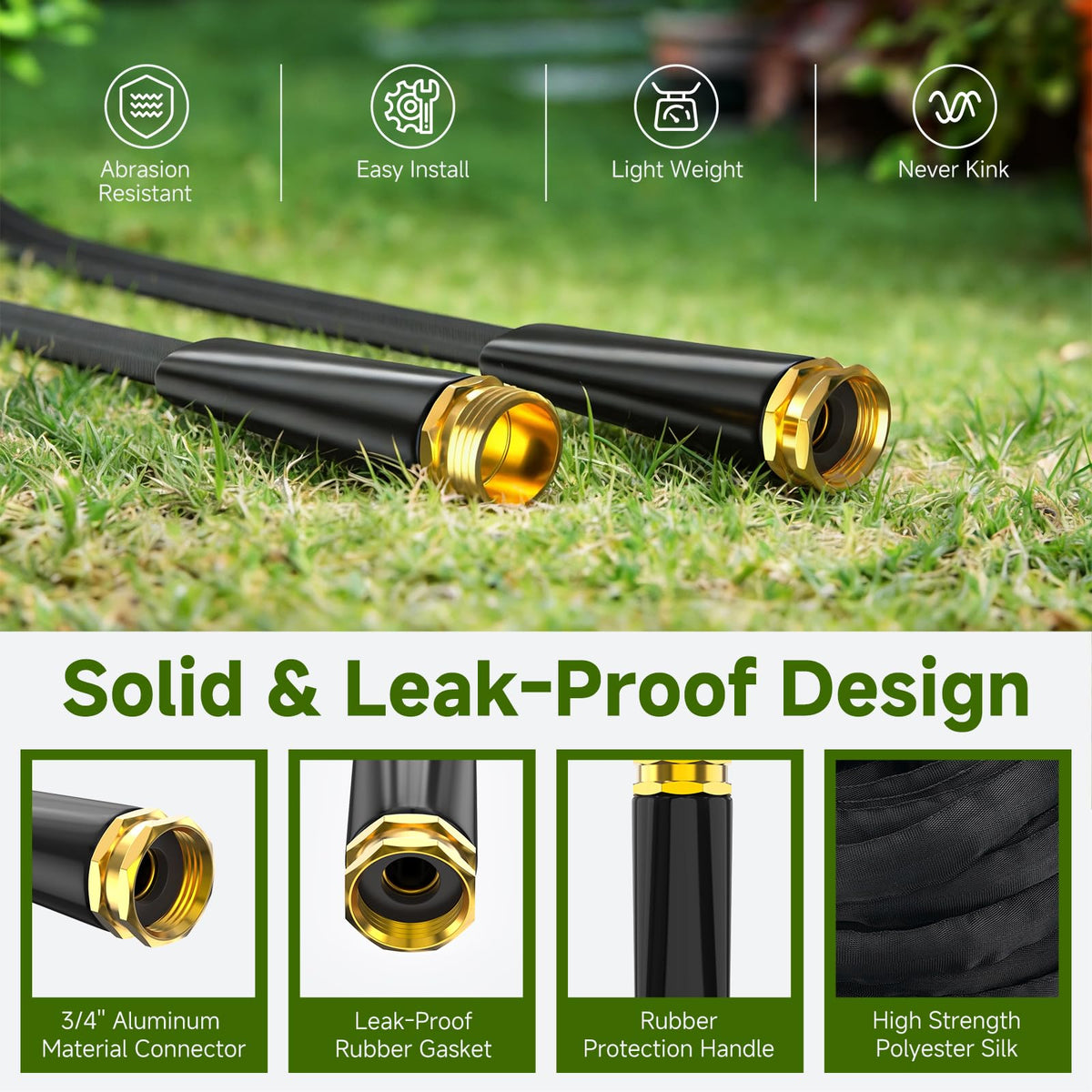 Buheco hose with anti-kink design demonstrates smooth water flow around a corner