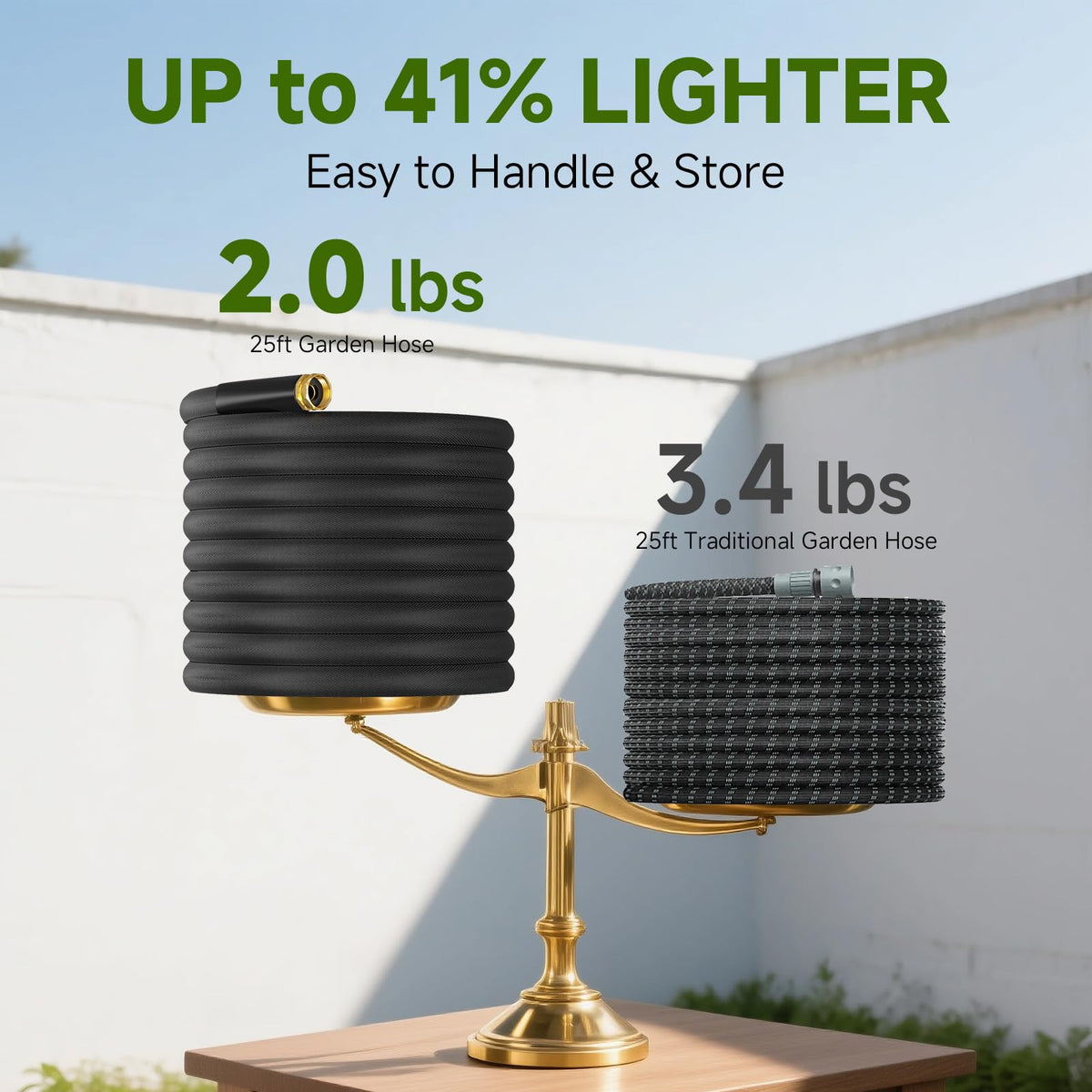 Lightweight and portable Buheco hose ready for quick garden chores