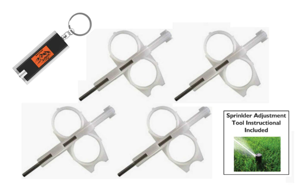 Built To Last! LED keychain light aiding nighttime sprinkler head adjustments.