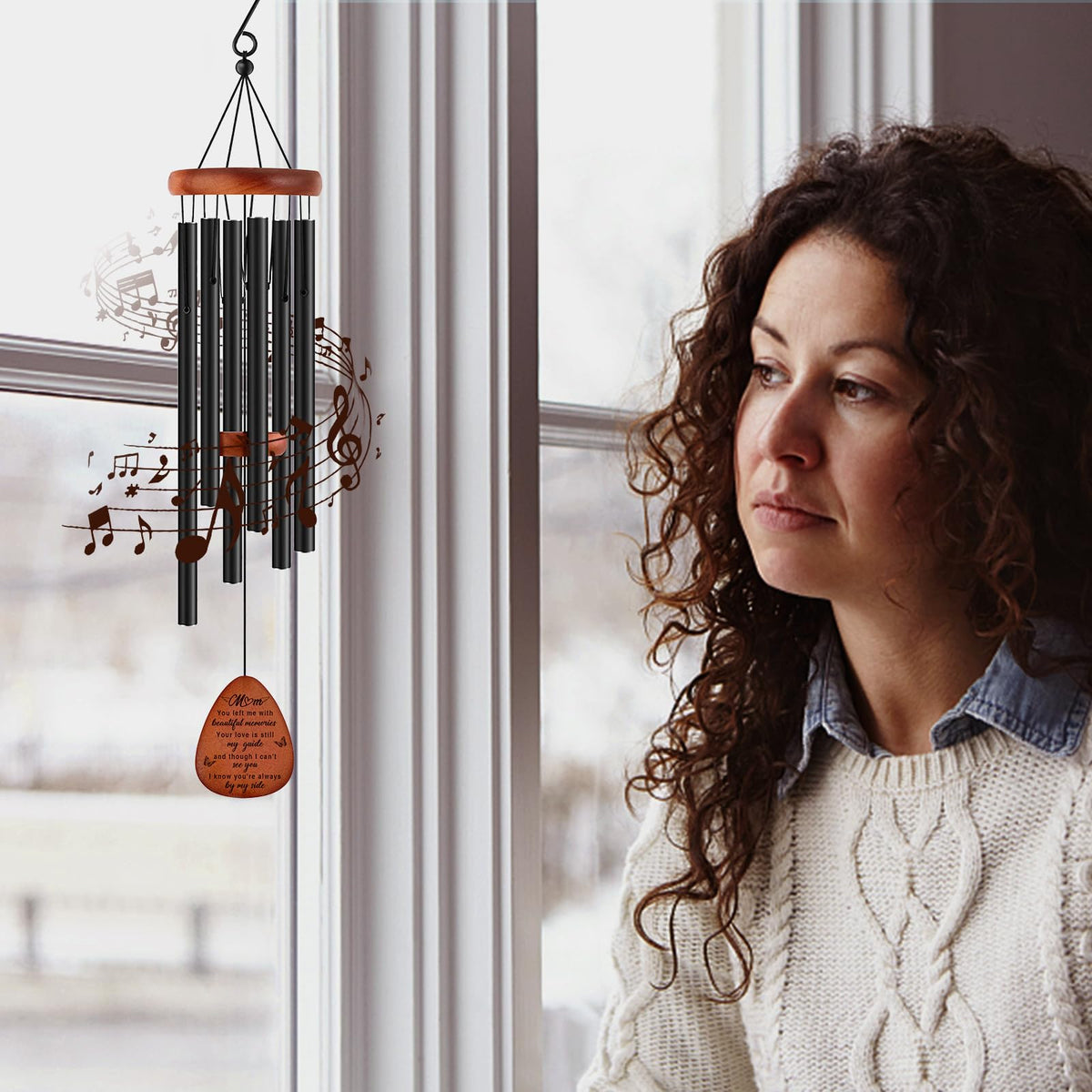 Buioata sympathy wind chimes packaged in an elegant black box.