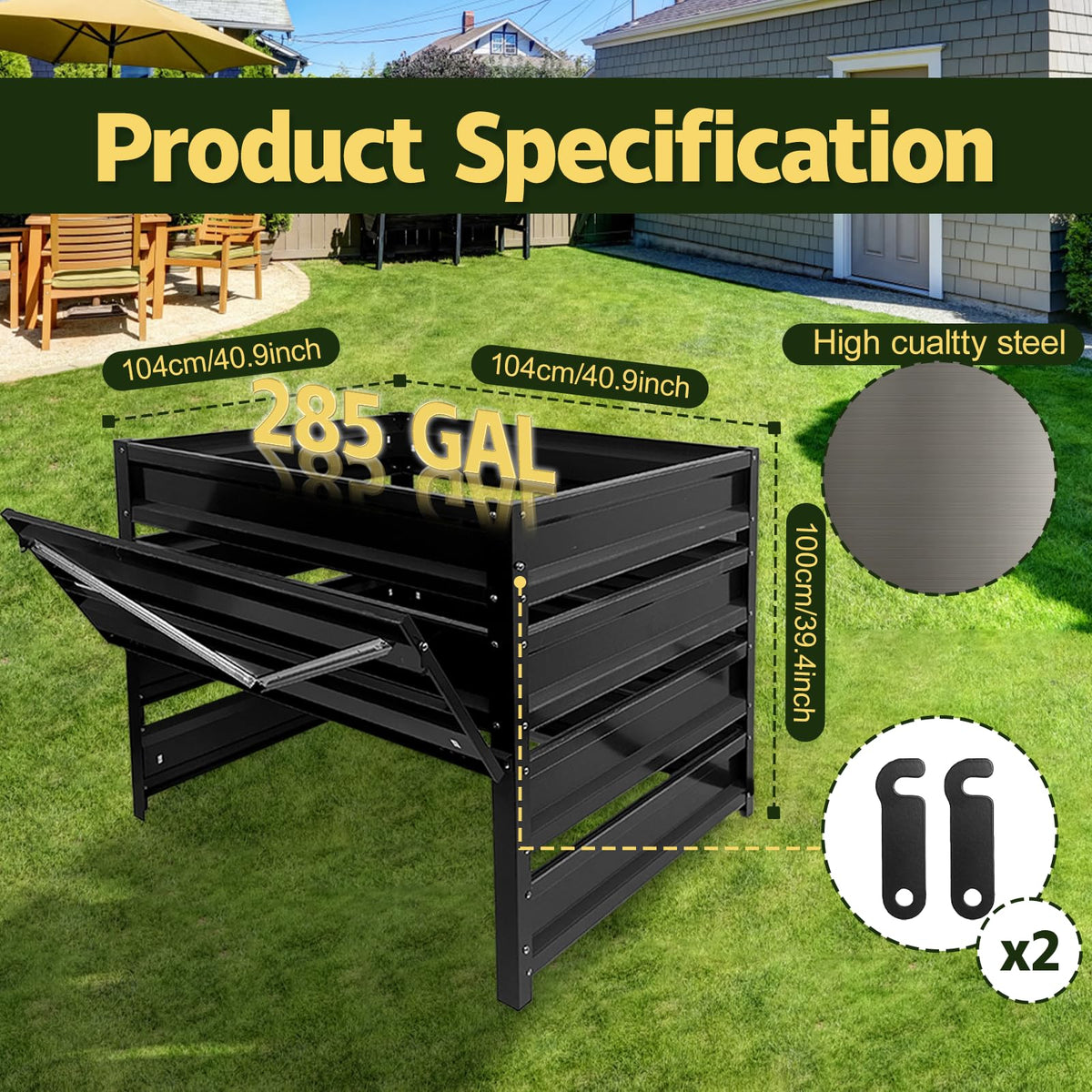 BUKLIYN compost bin outdoor rust-proof coating resists corrosion
