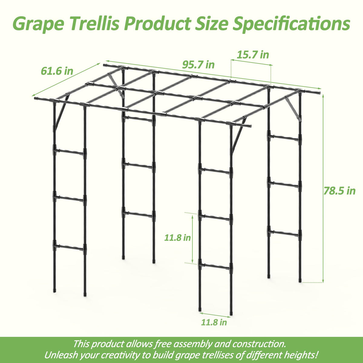 BUKLIYN cucumber trellis arch black adds vertical interest while organizing vegetables.