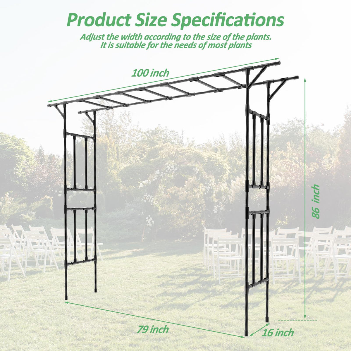 BUKLIYN Garden Arch 86in height adds vertical drama to walkways.