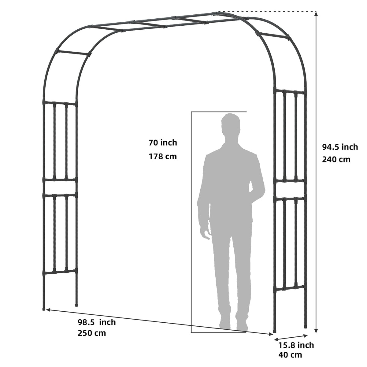 BUKLIYN garden arch trellis assembled setup demonstrates quick, tool-free assembly
