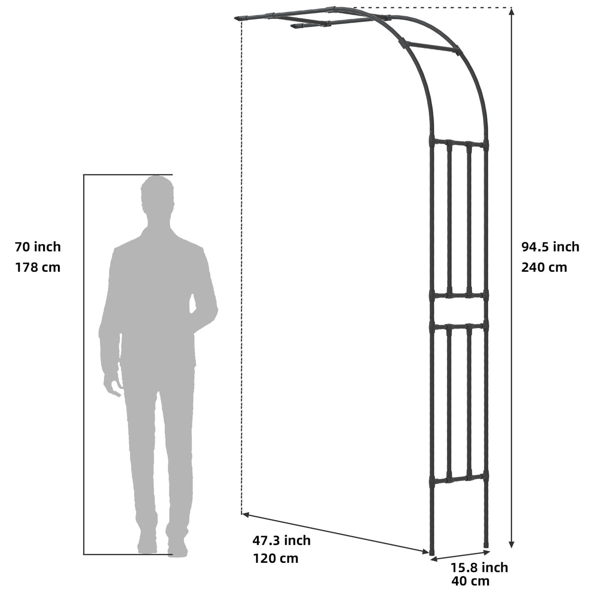 BUKLIYN Garden arch trellis assembly shows modular components for quick setup