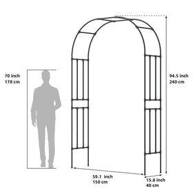 BUKLIYN garden arch trellis front view highlights welcoming arch shape for entryways.