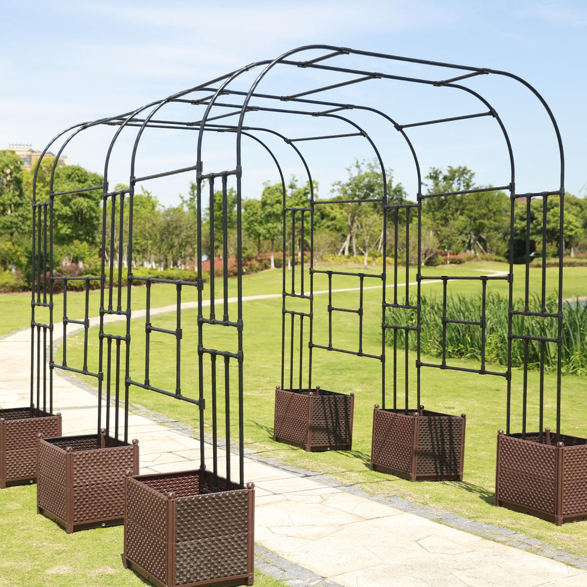 BUKLIYN garden arch trellis creates welcoming garden entrance with vines