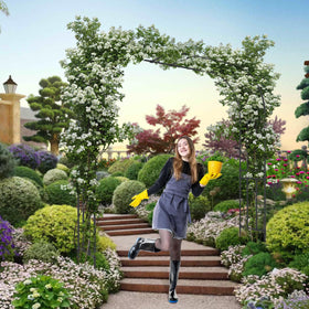 BUKLIYN garden arch trellis side profile highlighting weather-resistant steel