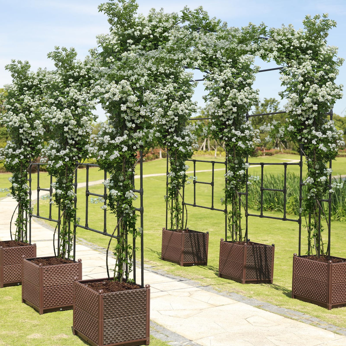 BUKLIYN garden arch trellis creates a romantic backdrop for weddings.