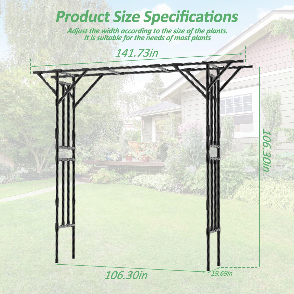 BUKLIYN Supersize Flattop Arch 106in side view ideal for pathways.