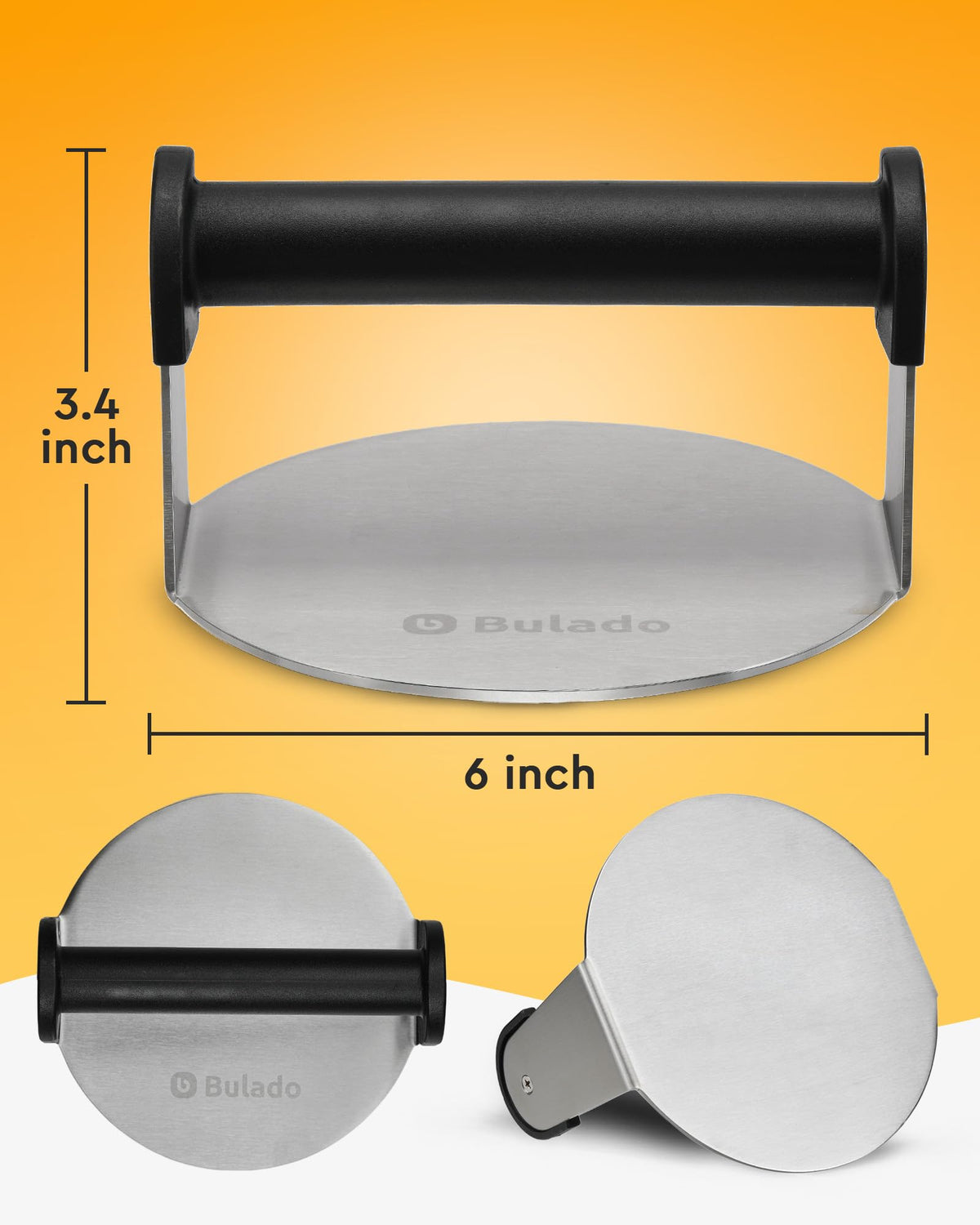 Bulado burger press 6inch dishwasher-safe design for quick cleanup