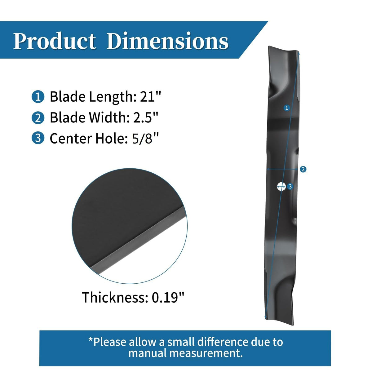 Bularie blade side view shows sturdy fit for reliable mowing
