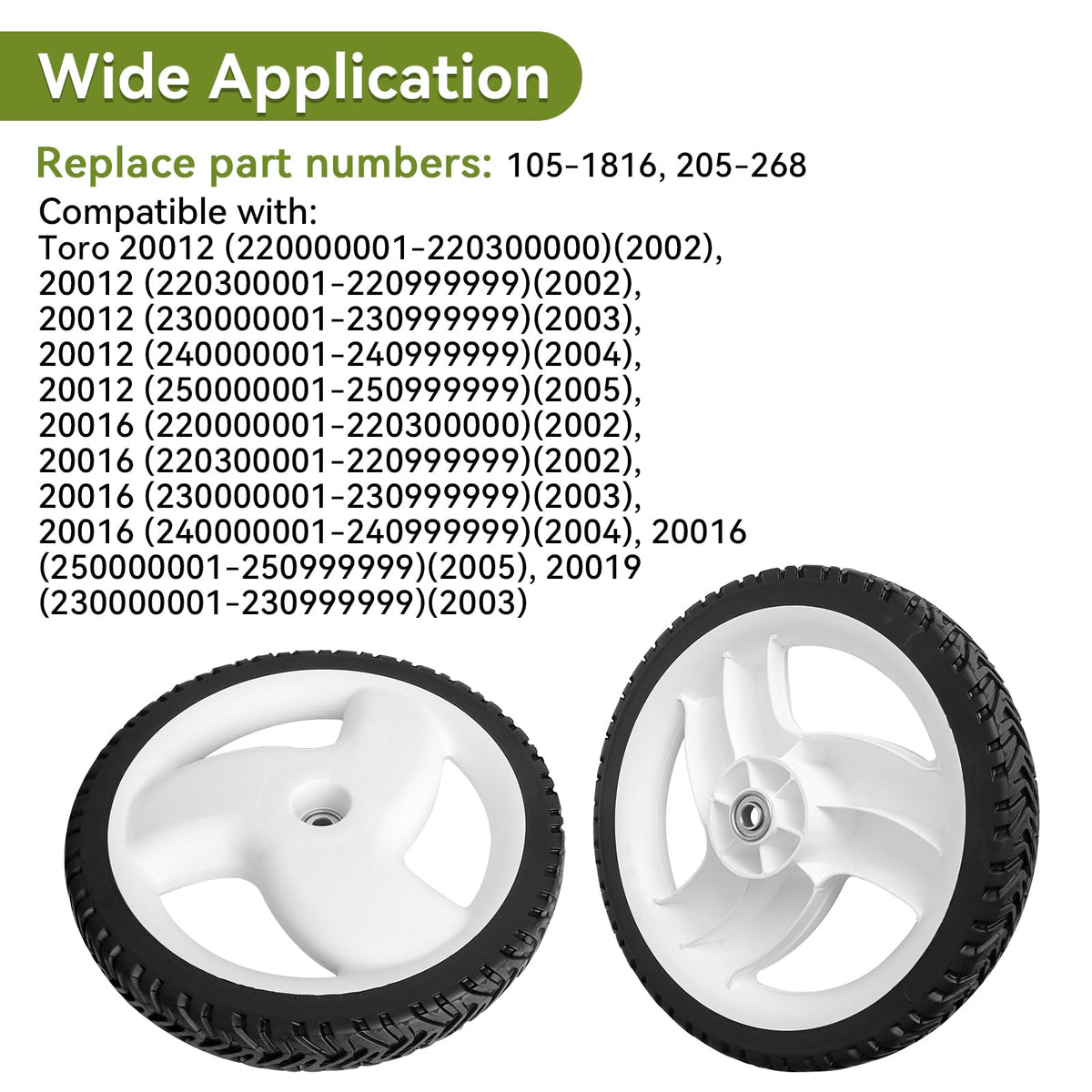 Bularie 105-1816 rear wheel assembly with 12-inch tire, side view, rugged build