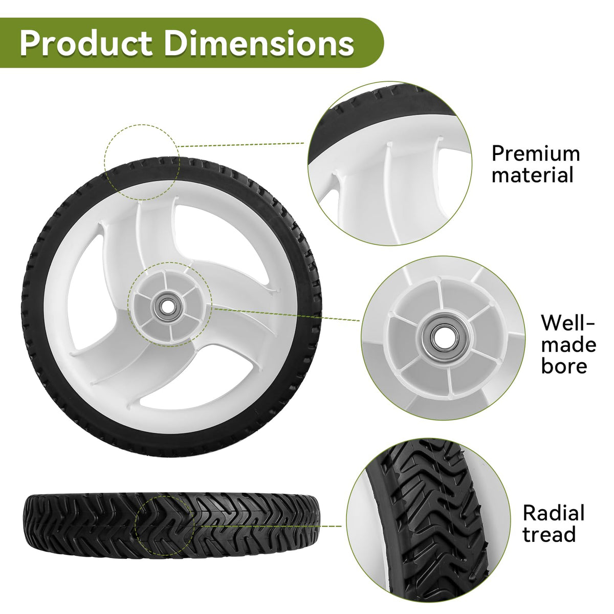 Bularie 105-1816 rear wheel with installed bearings for easy replacement