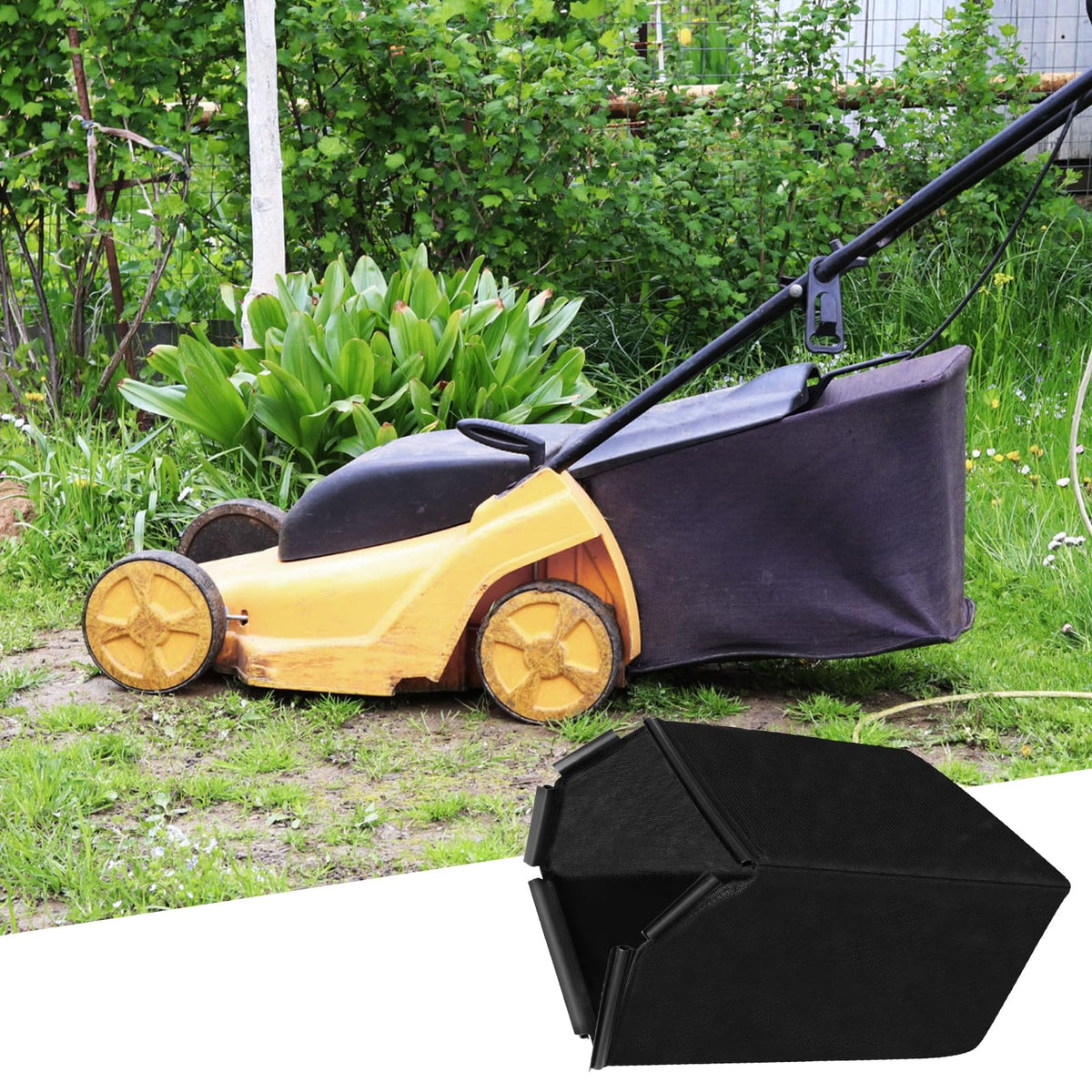 Bularie bag in use catching grass clippings efficiently.