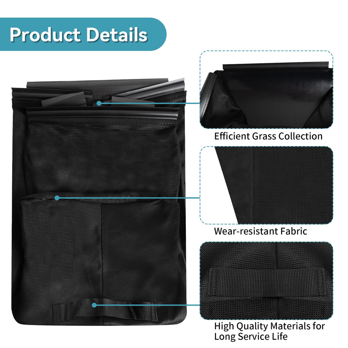 Bularie grass bag side view showing durable fabric and spacious capacity.