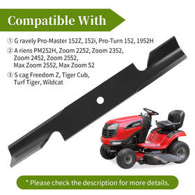 Bularie 18-inch blade dimensions show precise fit for deck compatibility
