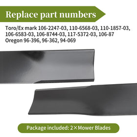 Bularie 2-in-1 curved-tip blades lift grass for efficient discharge.