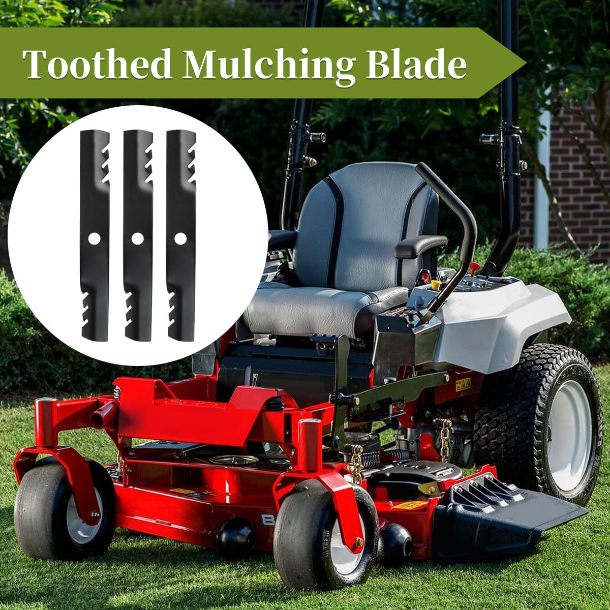 Bularie 3-pack blades image emphasizes value and ready-to-mow