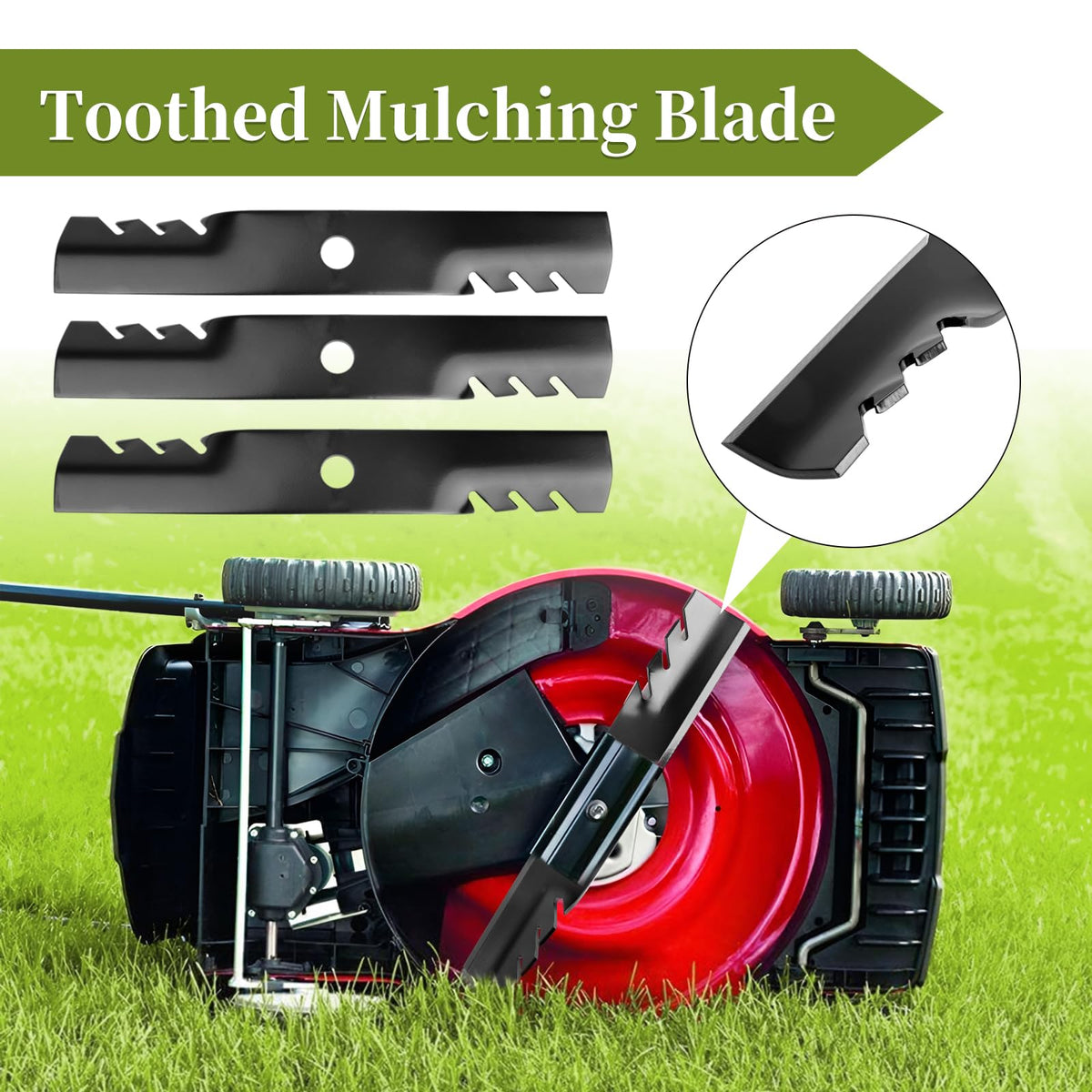 Bularie 3 pack mulching blades ready for quick blade swap