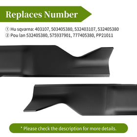 Bularie 405380 blade compatible with Husqvarna, Craftsman, and Poulan Pro decks.