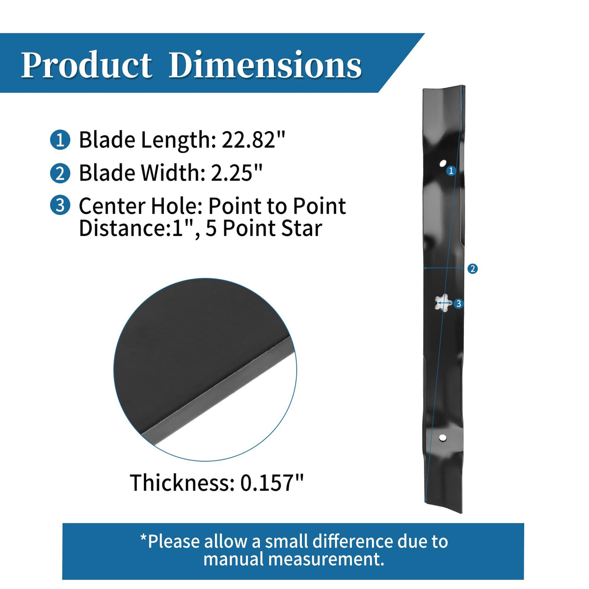 Brand Bularie 532403107 mower blade top view; precision design for even mulching.