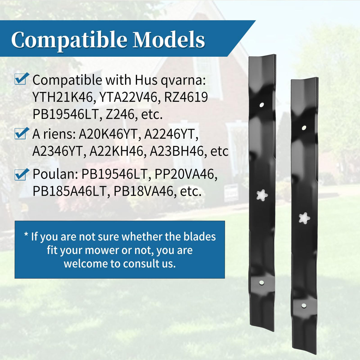 Brand Bularie 532403107 blade; razor-sharp carbon steel for clean mowing.