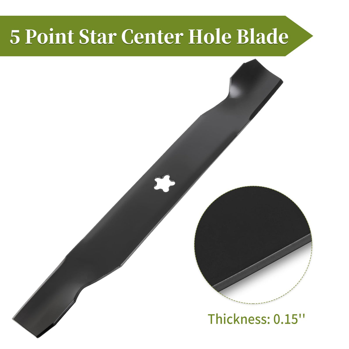 Bularie blade mounting with center hole for easy installation.