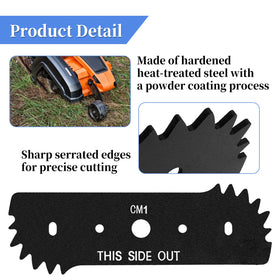 Bularie edger blades installed with a wrench for easy swap