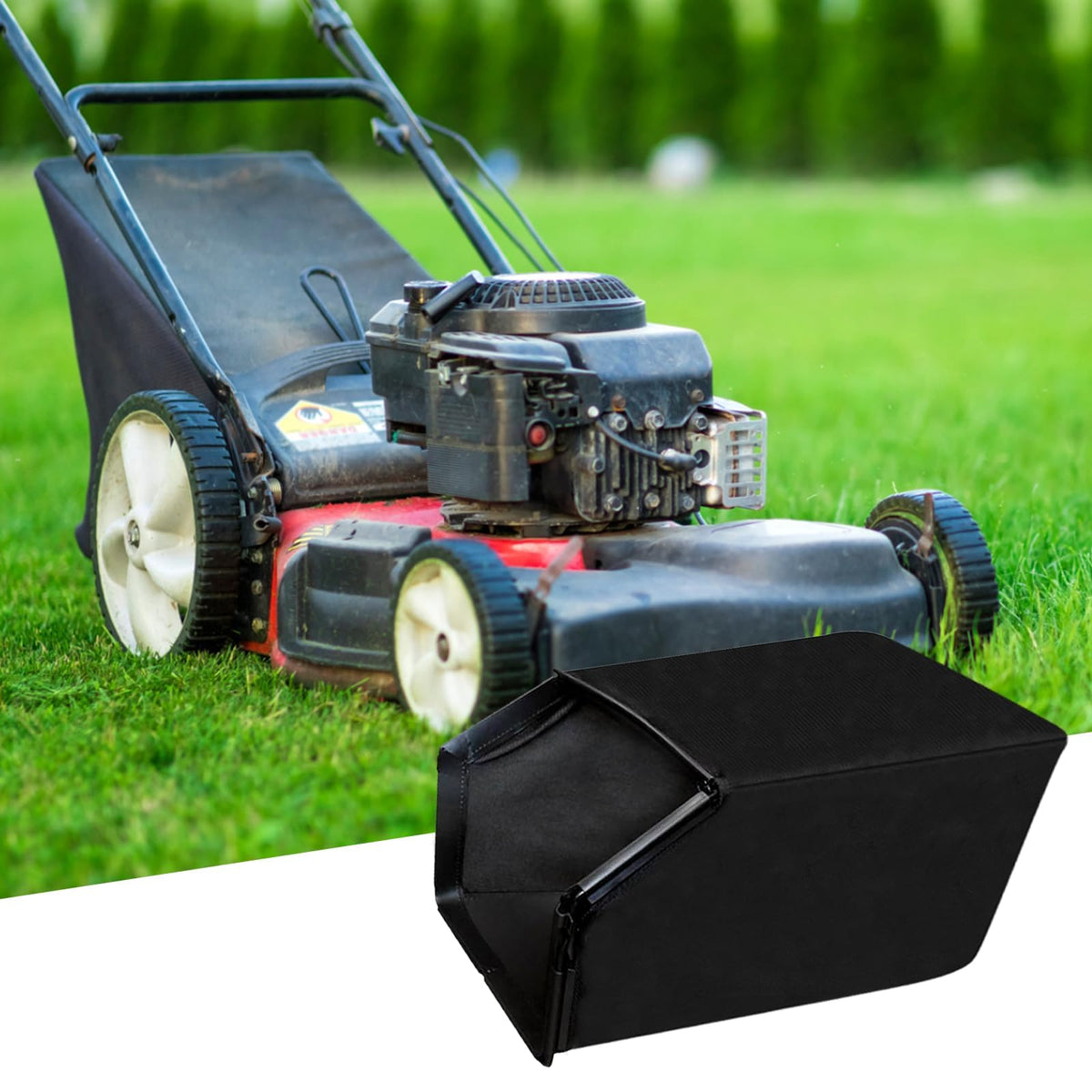 Bularie grass catcher bag captures clippings efficiently during mowing