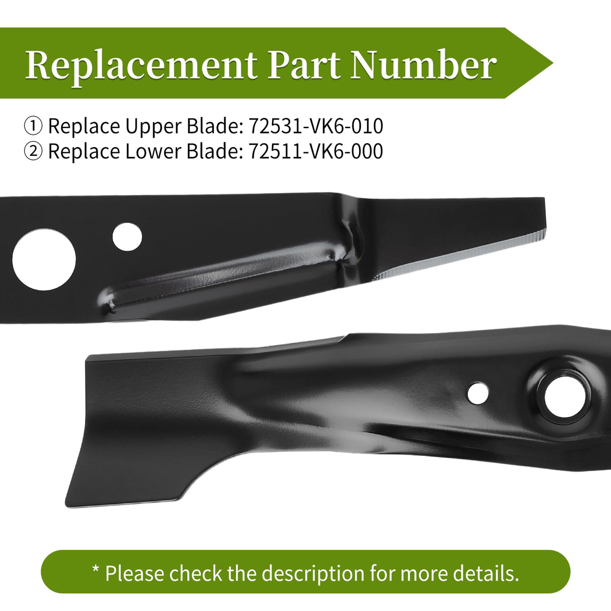 Bularie lower blade 72511-VK6-000 for Honda HRC models ensures balanced mowing.